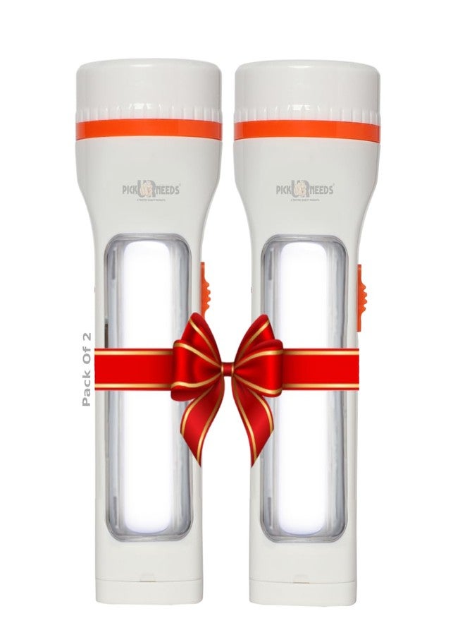 Pick Ur Needs Rechargeable 25W+Tube Emergency Long Range Torch Search Light with Slide Charging Plug (Pack of 2) (Small Pack of 2) - Image 1